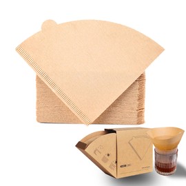 100 Piezas V60 Filtros de Café de Papel, V02 Papel del Tamiz del Café, Sin Blanquear, Empaquetado en Caja de Cartón, Cómodo Almacenamiento, Apto para Cafeteras de Goteo y Mayoría de Tazas de Filtro