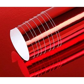 DIYAH High Gloss Red Chrome Mirror Vinyl Car Wrap Sticker with Air Release Bubble Free Anti-Wrinkle (120" x 60" / 10FT x 5FT)