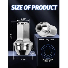 Set of 24 M14x2.0 Lug Nuts OEM Factory Style Large Acorn Seat Lug Nuts for 2003-2014 Expedition/ 2001-2014 F150/ 2003-2014 Navigator Stock Wheels 13/16 Hex Chrome Wheels