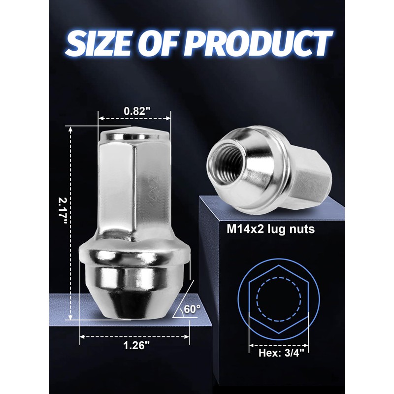 Set of 24 M14x2.0 Lug Nuts OEM Factory Style Large