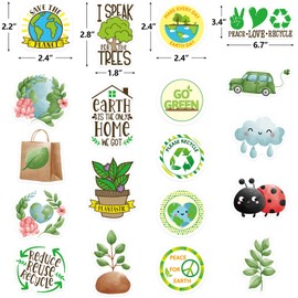Save The Earth Stickers for Kids 100 Pcs Vinyl Waterproof Earth Day Stickers Water Bottle Envelopes Classroom Decals