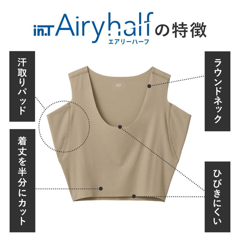 Gunze Airy Half Sleeveless Men's Inner Top, Half Length, clear