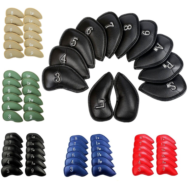 Golf Club Headcovers Iron Synthetic Leather Deluxe Value 12 Pack