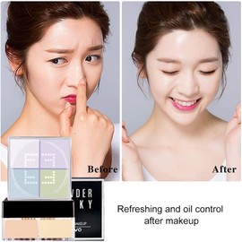 Polvos sueltos para el rostro que minimizan los poros y perfeccionan la piel. Fijan el maquillaje. Polvos de maquillaje duraderos, resistentes al agua y al sudor.