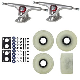 TGM Skateboards Longboard Upgrade Kit with Paris Trucks, Wheels, Hardware, and ABEC 7 Bearings Kit - V2 180 Raw + Blank Ghost White 65mm 78A