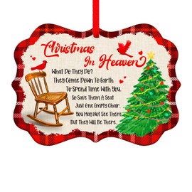 FaCraft Christmas in Heaven Ornaments Memorial Christmas Ornaments for Loss of Loved One,Sympathy Cardinal Gifts for Loss of Mom Dad in Loving Memory Ornament with Chair Christmas Tree Decorations