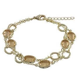 GRACE HARPER Gold Finish Champagne Glass Bracelet 7.25+1" Extender
