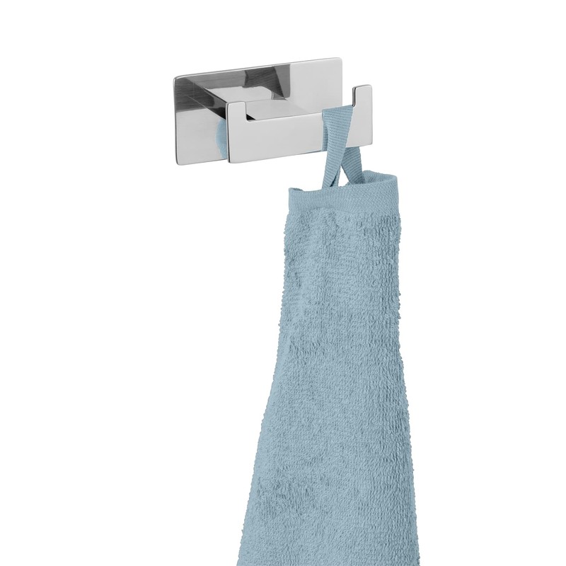 WENKO Turbo-Loc Duo Genova Shine Wall Hook, Decorative Double Bathroom