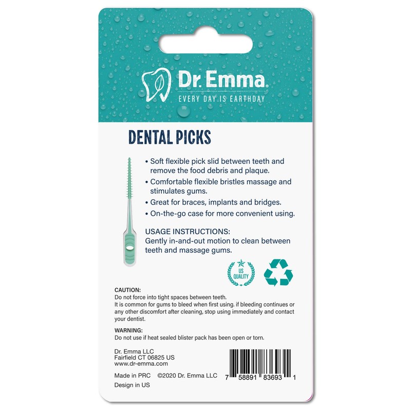 Dr. Emma Dental Picks Mint Brush Picks 100Ct/Pack, 2 Packs