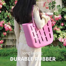 Little Rawr Extra Large Beach Bag Rubber Tote for Beach, Pool Boat, Groceries, Sports, Travel, Lightweight Waterproof Washable Durable All Purpose Tote Bag, Red