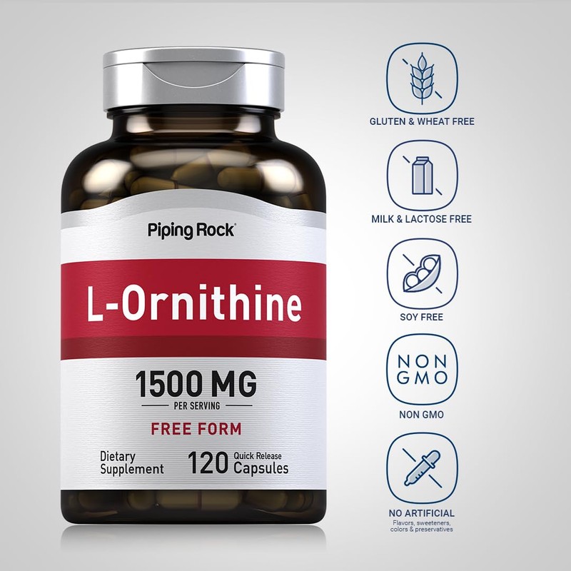 Piping Rock L-Ornithine Supplement | 1500 mg | 120 Capsules