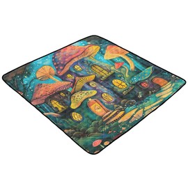 Beautiful Mushroom Houses Baby Play Mat 50" x 50", Playmat for Playpen, Thicken Soft Padding Foam Crawling Mat for Babies Toddlers Infants
