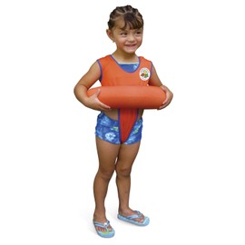 Poolmaster Learn-to-Swim Vest, Adjustable Tube Floatation Swim Trainer and Swim Aid for Kids Ages 3 to 6 Years, Orange