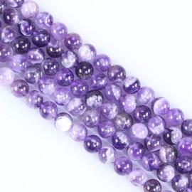 Crystal Jewelry Making Beads, 8mm Round Amethyst Stones, 45pcs Striped