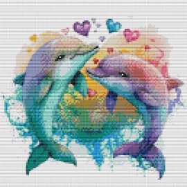 Meecaa Cross Stitch Kits 11 Count Stamped, Whale Animal Color Love Embroidery Kit with Accessories Pre Printed (36CMx36CM) (Whale)