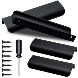 Mnixy Hidden Cabinet Handles 4 Pieces Furniture Handles Aluminium Profile Handle Black Cabinet Handles Invisible Handles Concealed Drawer Handle Kitchen Handles