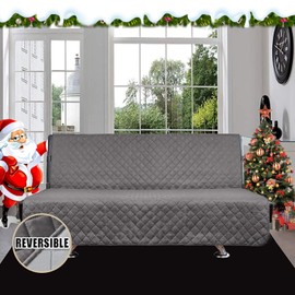 Easy-Going Futon Sofa Slipcover Reversible Sofa Cover Armless Futon Cover Furniture Protector Couch Cover Water Resistant Pets Kids Children Dog Cat (Futon, Gray/Light Gray)