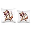 Cat Heart Shape Sunglasses Dabbing Dance Lover Throw Pillow