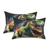FENOCHE T-rex Dinosaur Tyrannosaurus Watercolor Satin Pillowcase Soft Silky Pillow
