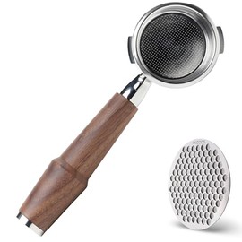 KNODOS 58mm Bottomless Portafilter for Gaggia Classic Pro, E24, GT and Evo Models Walnut Handle Naked Portafilter 58 mm & 18-21 Gram Filter Basket and Puck Screen Included