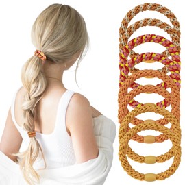 CLINTT 8 Pcs Elastic Hair Ties for Women & Girls, High Elastic Ponytail Holders, Hair Ties No Damage, Elastic Ties for Curly or Thick Hair, Orange