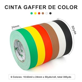 Bomei Pack Cinta Gaffer Negra, 1.88 Pulgadas X 50 Yardas por Rollo