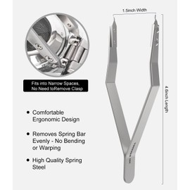 7825 Spring Bar Tweezer, Watch Spring Bar Plier Removal Tool for Watchmaker and Repairer (Black)