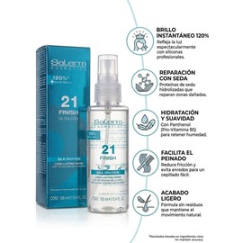 Salerm Cosmetics Finish Capilar con Proteína de Seda, Brillo Duradero, Hidratación Profunda, 100 ml. Resultados Espectaculares Inmediatos