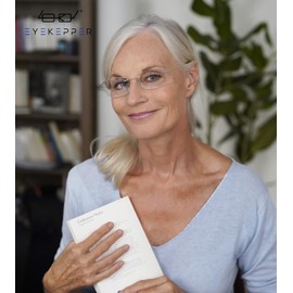 Eyekepper - Gafas de lectura de titanio sin montura para hombre, color plateado