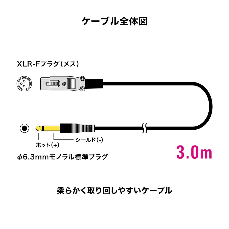 Audio-Technica XLR Cable Microphone Cable (XLR Female to φ0.25 inch