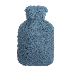 Premium Hot Water Bottle 2 Litre Natural Rubber with Cuddly Teddy Cover with Extra Inner Lining and Zip Bed Bottle Hot Water Bottle BS1970:2012 Certified (Blue/Grey)