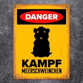 speecheese Guinea Pig Warning Sign 15 x 20 cm Aluminium Metal Sign with Guinea Pig Silhouette and Funny Warning for Guinea Pig Holders