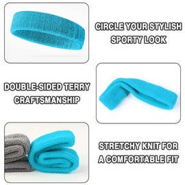 Ukontagood 90 Pcs Neon Sweatbands Set, Includes 30 Pcs Sports Athletic Headband and 60 Pcs Wrist Sweatband, 80s Sweat Band for Men Women Tennis Basketball Outdoor