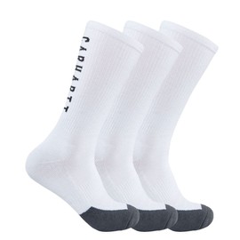 Carhartt Men's Force Midweight Logo Crew Sock 3 Pack, White, X-Large