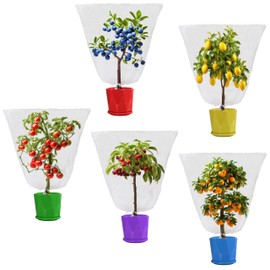 Paquete de 5 Bolsas de Protección de Frutas (2 pies x 3 pies) con Cordón: Bolsas de Malla para Insectos y Plantas, Barrera de Red para Arándanos y Tomates