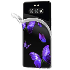 Zoeirc Case for LG Aristo 5 Plus/for LG K31/for LG Risio 4/for LG Phoenix 5/for LG Fortune 3 Clear Case for Girls, Soft TPU Shockproof Protective Transparent Case Cover for LG K31 (Purple Butterfly)