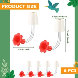 12 Packs Hummingbird Feeder Tube with Stopper Handheld Bird Feeder Replacement Parts Drip Resistant Tip Silicone Flowers for Wine Bottle Outdoor Making Your Own Bird Feeders