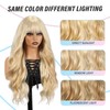 purshine Long Honey Blonde Wig with Bangs for Women, Heat