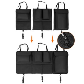 QWORK® Kofferraum Organizer Auto, Multifunktionale Auto Aufbewahrungstasche aus 600D Oxford-Tuch, Schwarze Aufbewahrungstasche Passend für die meisten SUVs, Van, 101CM*46CM