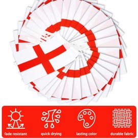 England Flag String Pennant Banner, 32 FT/10M Mini English Flags Bunting Banner, Flag Decoration for School, Party, Sports Events, Patriotic Festival, 30 Flags