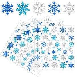 Whaline 330Pcs Winter Glitter Stickers 3 Colors Snowflake Decals Christmas Self Adhesive Stickers for DIY Crafts Home Party Greeting Cards Making Scrapbooking Decor, 10 Sheets