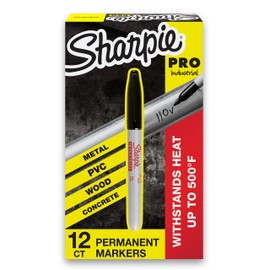 SHARPIE Rotuladores permanentes industriales, punta fina, negro, caja de 12 unidades