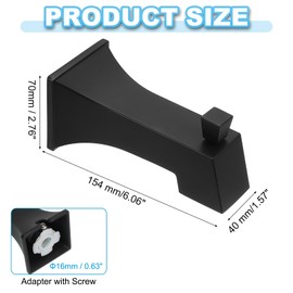 sourcing map Slip on Tub Diverter Spout, Bath Slip-On Tub Spout with Pull-Up Diverter Zinc Alloy Square Bathtub Faucet for 1/2" Water Tube with Hex Wrench and Screw for Bathroom, Matte Black