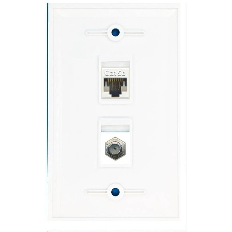Wallplate City 1 Gang Flat Solid Coax CAT5E Ethernet RJ45