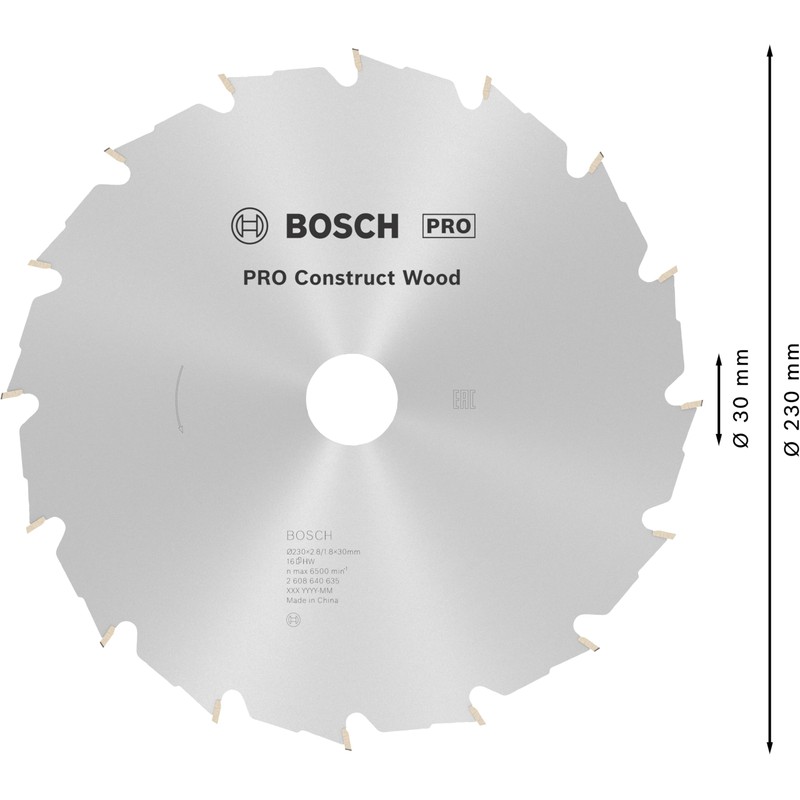 Bosch 2608640635 230 x 2.8 x 30 mm Construction Wood