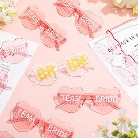 Tellegloww 12 Pcs Bride Glasses Set Pink Bachelorette Party White Heart Glasses Bride Accessories for Bachelorette Party Favors Bridal Shower Wedding Gifts