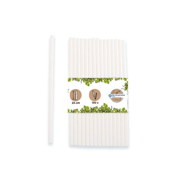 GREENBOX Cannucce di carta Jumbo 23 cm cannuccia 8 mm Ø I cannuccia biodegradabili I cannucce bianche ecologiche I Party per smoothies I cannucce di carta 150 pezzi