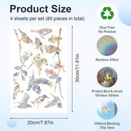 Nogeqi Pack of 40 Prism Window Stickers, Bird Protection, Window Stickers for Windows, Window Stickers, Birds for Glass Panes, Bird Strikes, Protects Against Glass Collisions, Bird Style