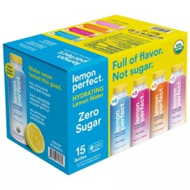 LEMON PERFECT 15 Bottles Lemon Perfect Water Organic Zero Sugar Variety 15.2 fl oz each