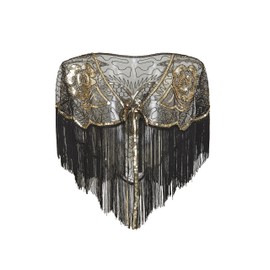 Coucoland 1920s Stola women's retro scarf, wrap shawl, wedding, bridal scarf, shoulder cover for evening dress, 20s style, Gatsby costume accessories. - gold black